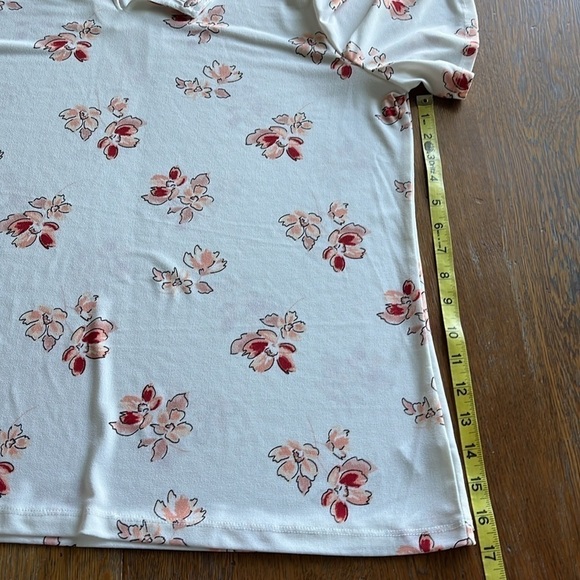 Liz Claiborne Blouse White Floral Print V Neck Opening Size XXL Short Sleeve - Picture 10 of 14